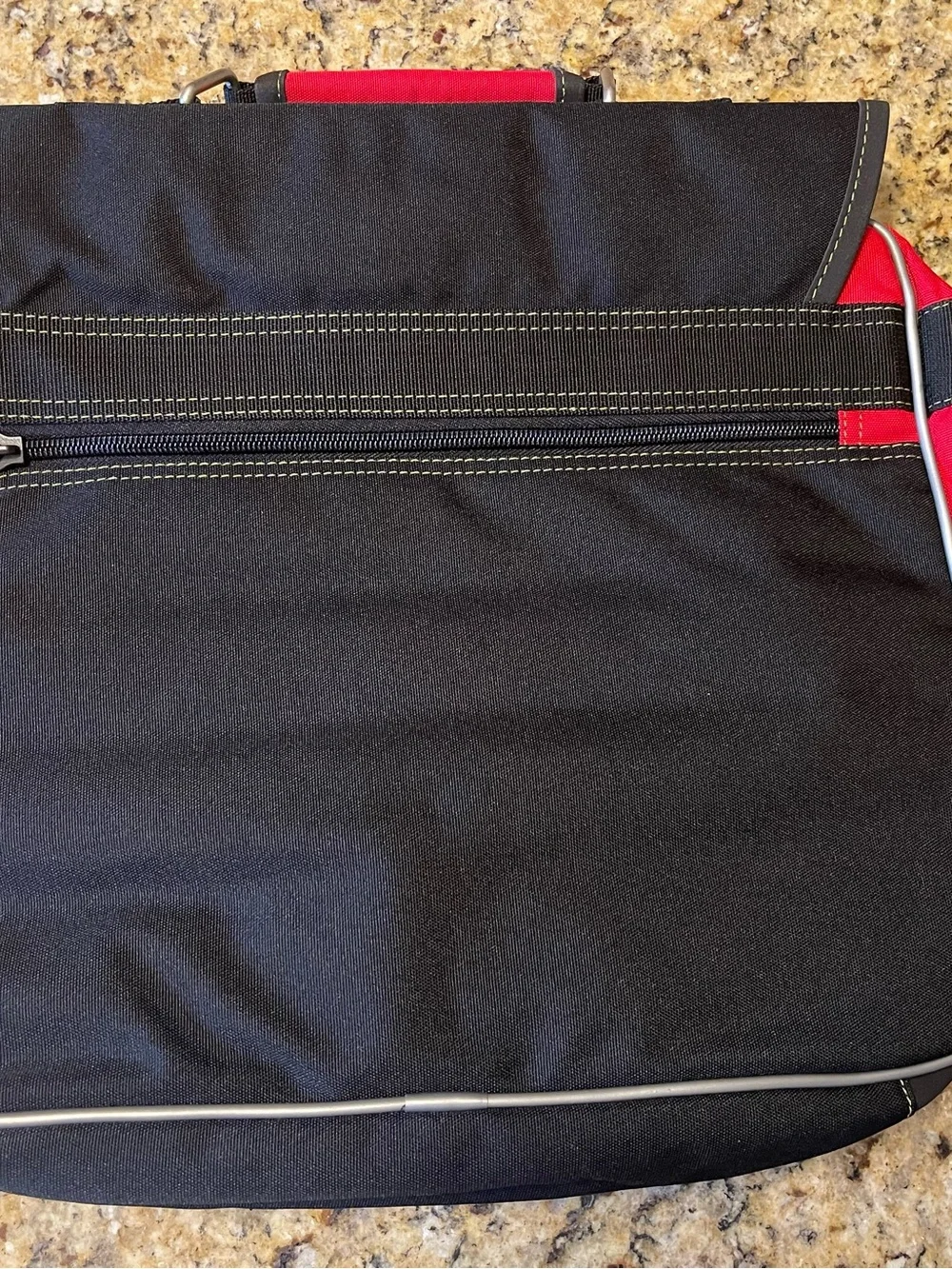 Men's Black and Red Messenger Bag